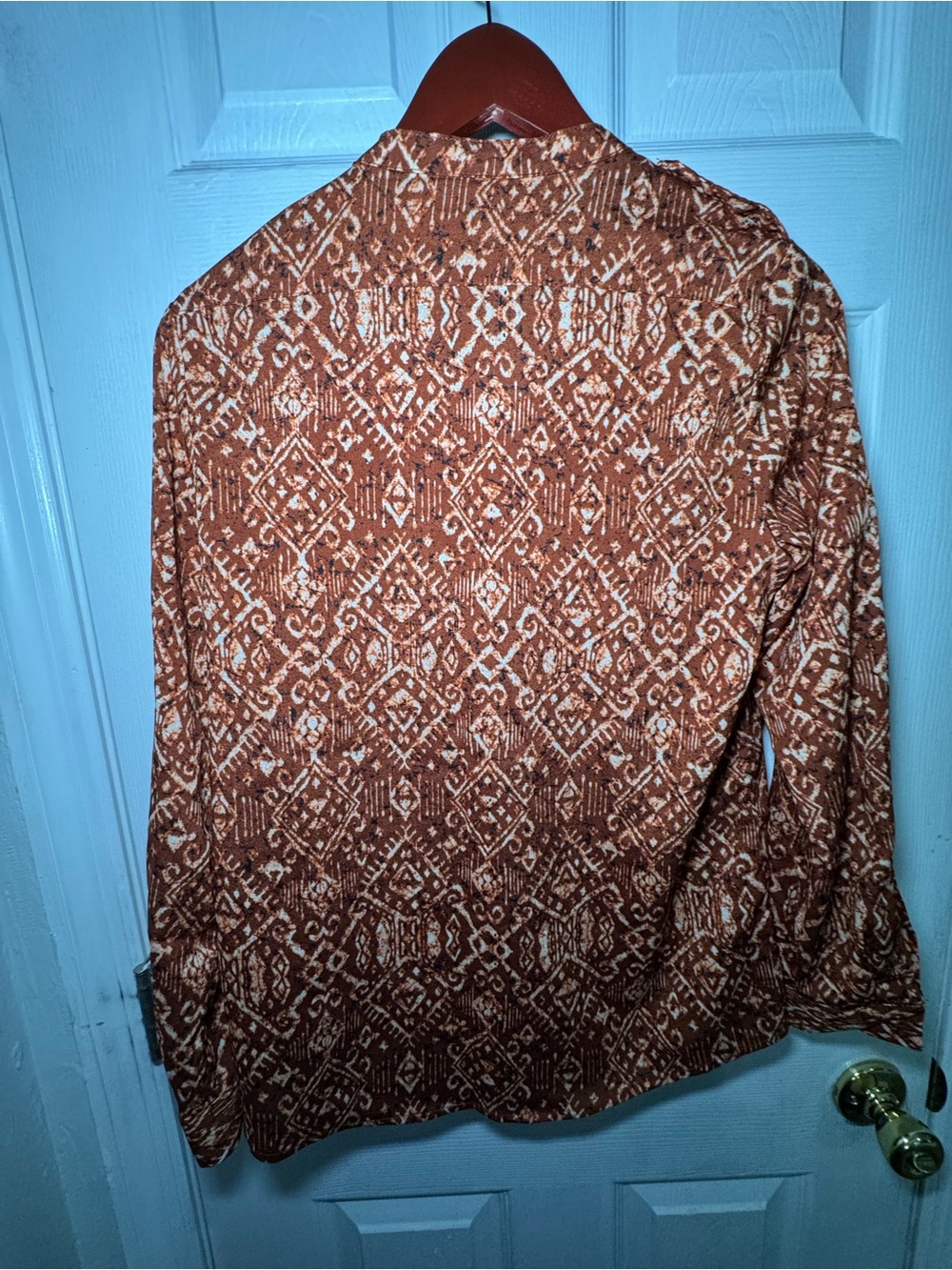 Calvin Klein Rust Patterned Button-Front Blouse - Picture 5 of 7